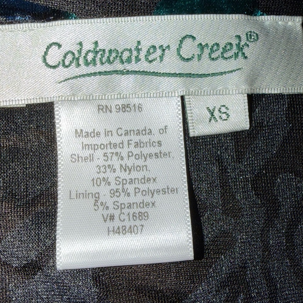 Coldwater Creek Long Sleeve Top Size XS S M Crinkly Blue Aqua Gold - Picture 3 of 5
